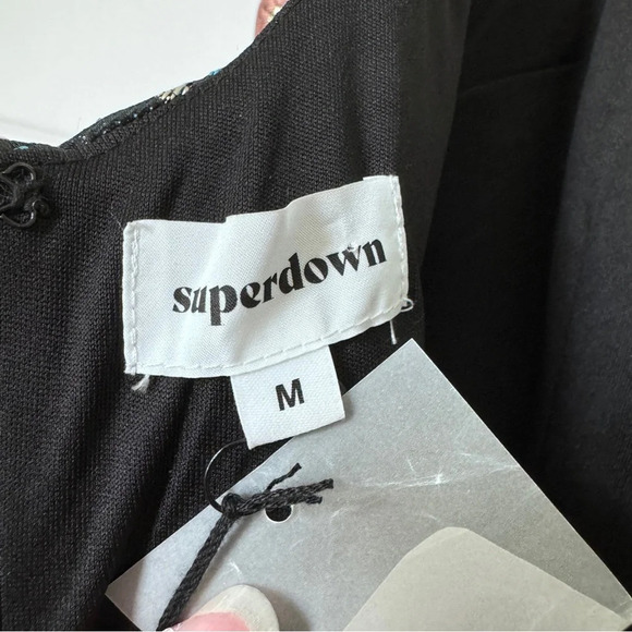 Revolve Superdown Macey Mini Dress Size Black Pink Floral Mini Dress Size M - Picture 11 of 13